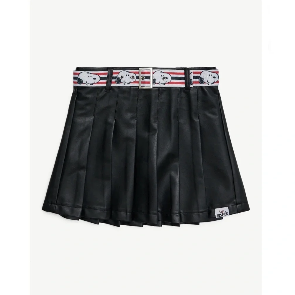 Girls Justice x Snoopy Pleated Faux Leather Skirt Size XLP